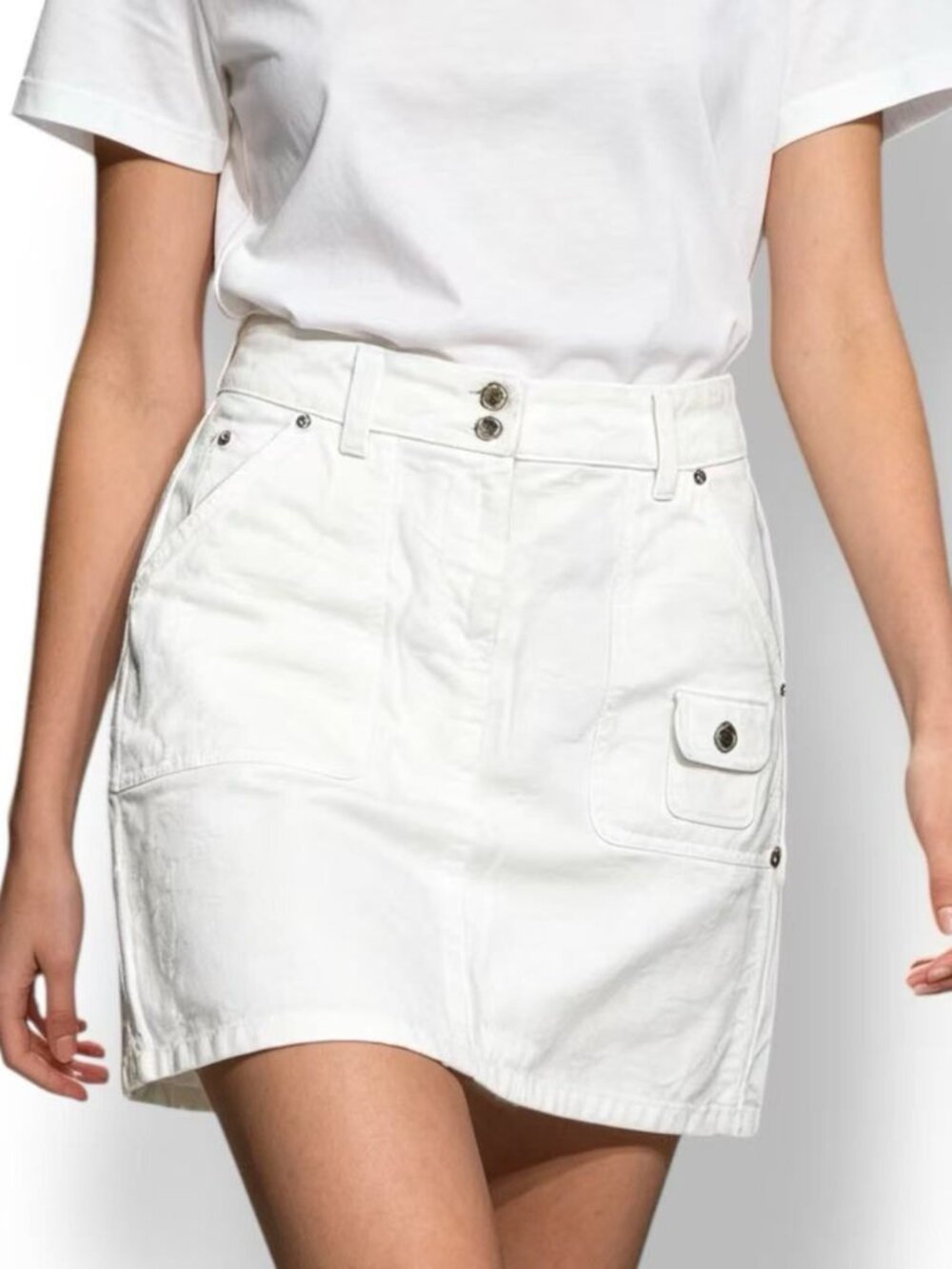 Louis Vuitton Skirt Mini Denim Monogram White 38